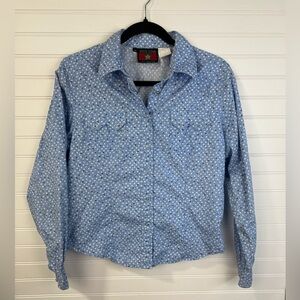 Vintage 5 Star by Roper girls button down long sleeve, horseshoe shirt. Youth M